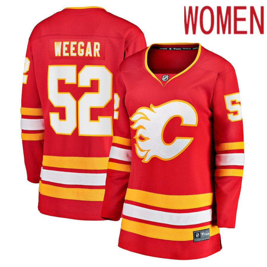 Women Calgary Flames #52 MacKenzie Weegar Fanatics Branded Red Home Breakaway Player NHL Jersey